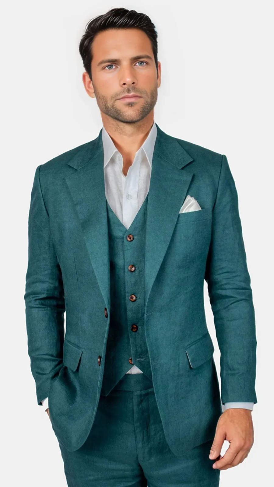 Deep Teal Linen Suit