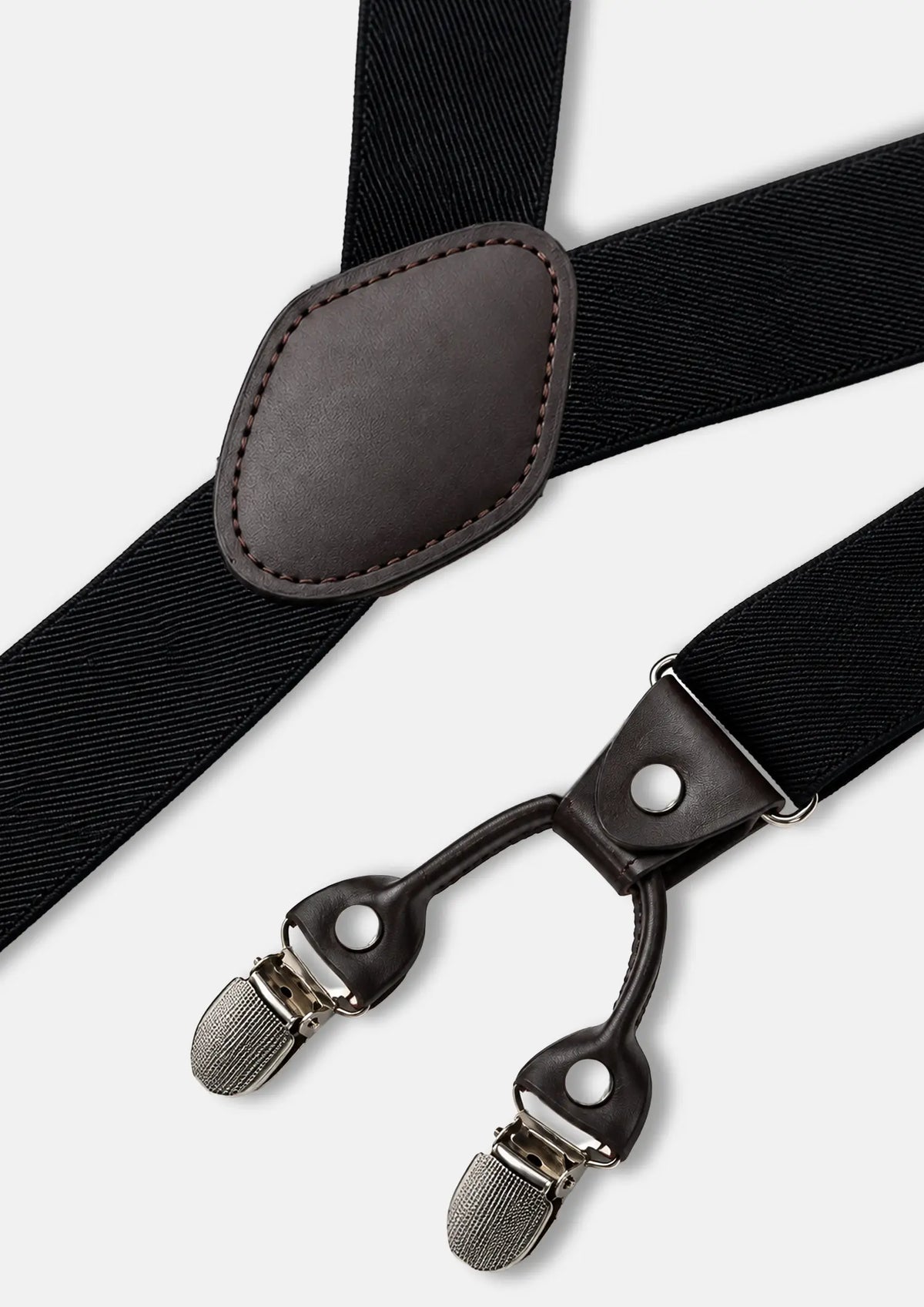 Classic Black Suspenders - strap, slider and clip detail536