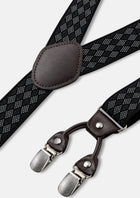 Black Mosaic Suspenders - mosaic pattern, slider and clip detail761