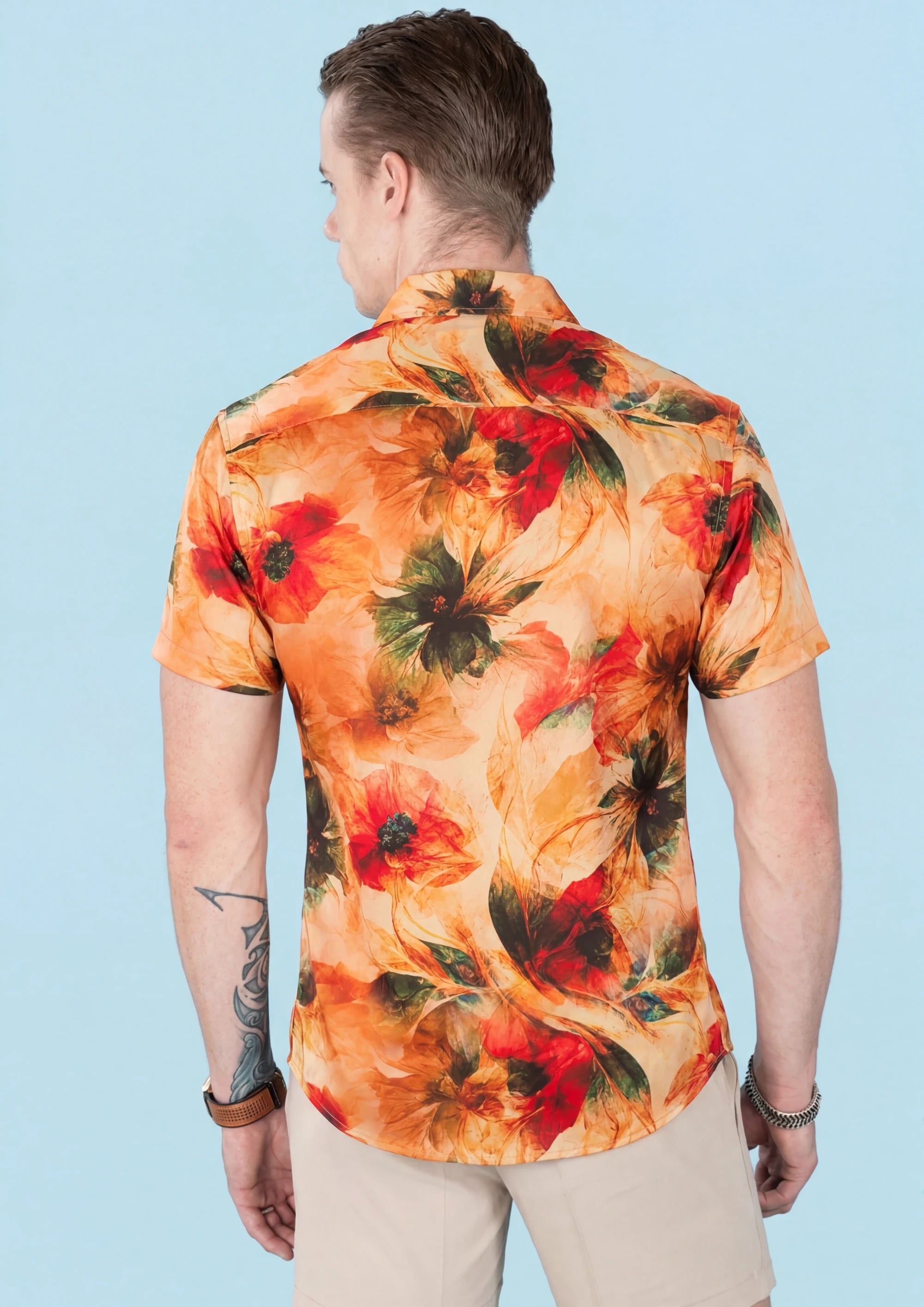 Sunset Poppy Silk Shirt977