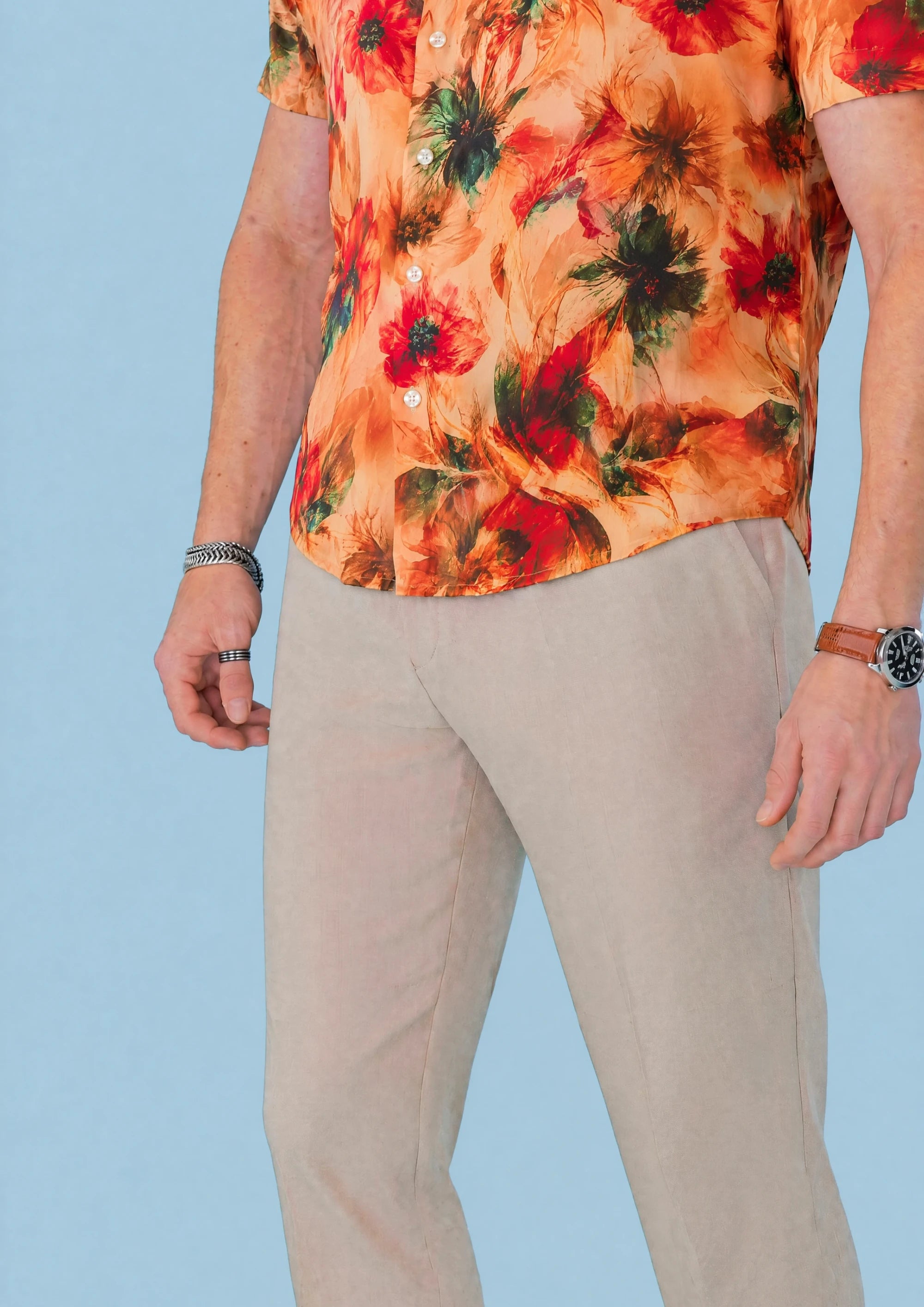 Sunset Poppy Silk Shirt521