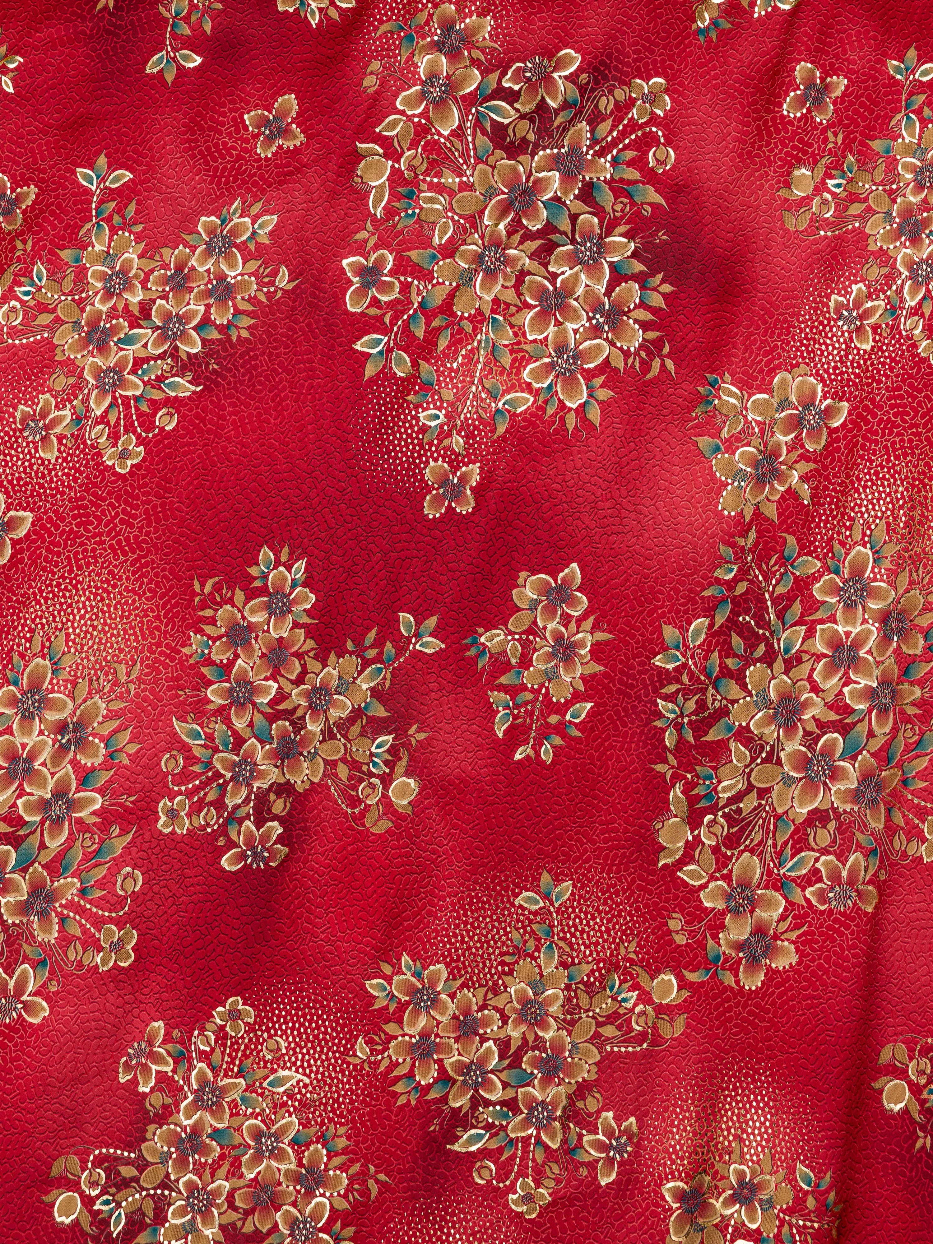 Crimson Blossom Silk Shirt - fabric close-up591