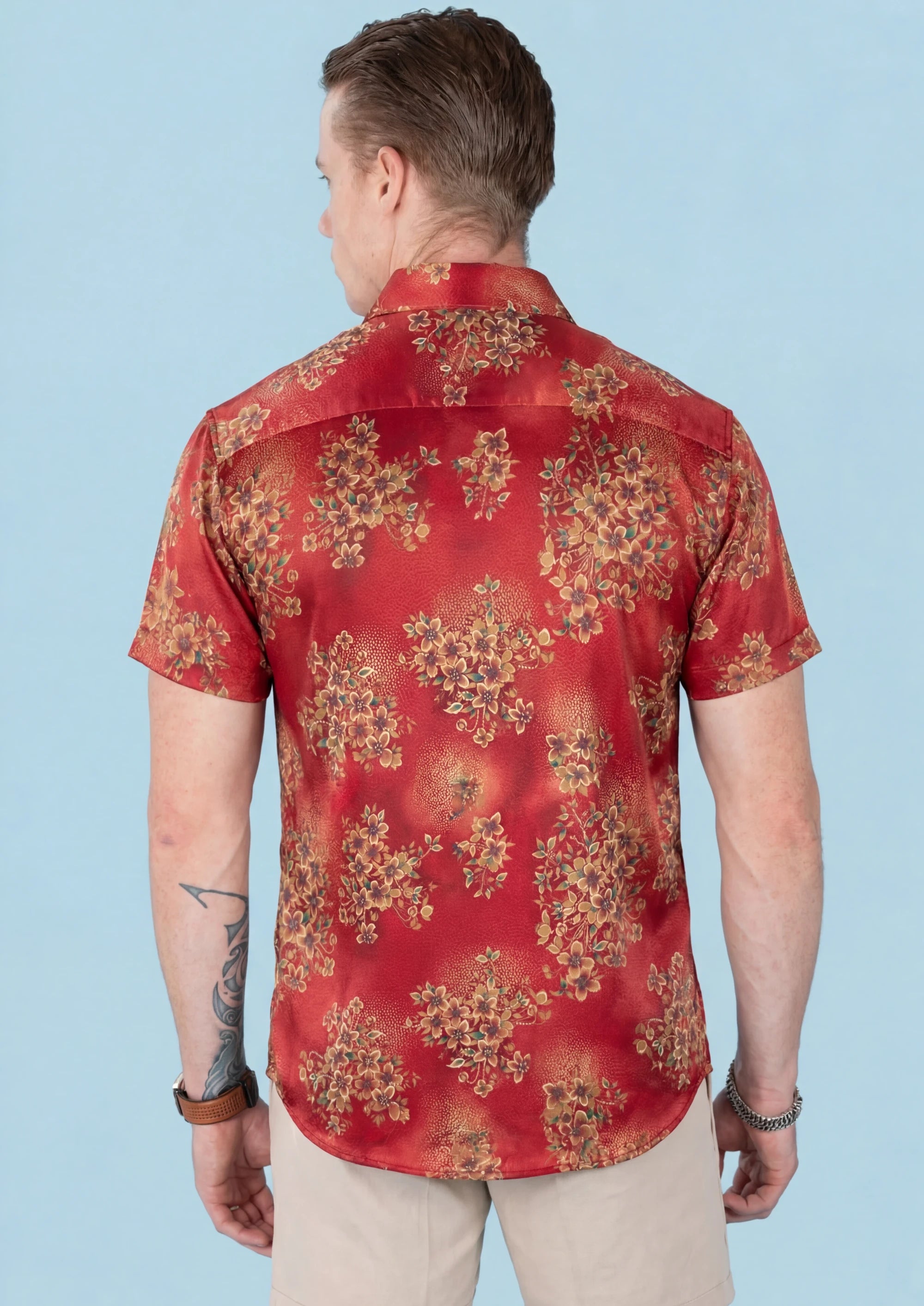 Crimson Blossom Silk Shirt425