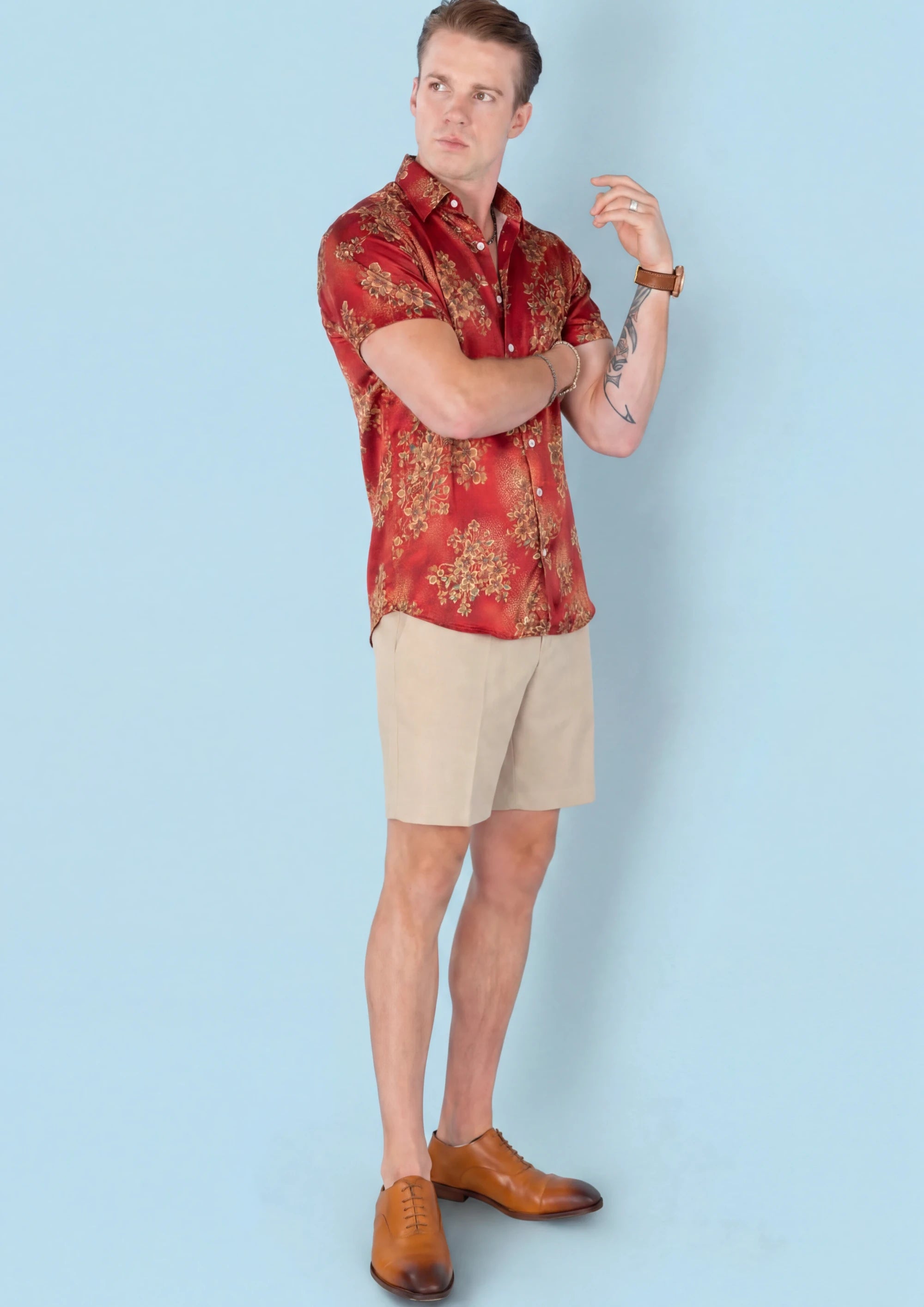 Crimson Blossom Silk Shirt148