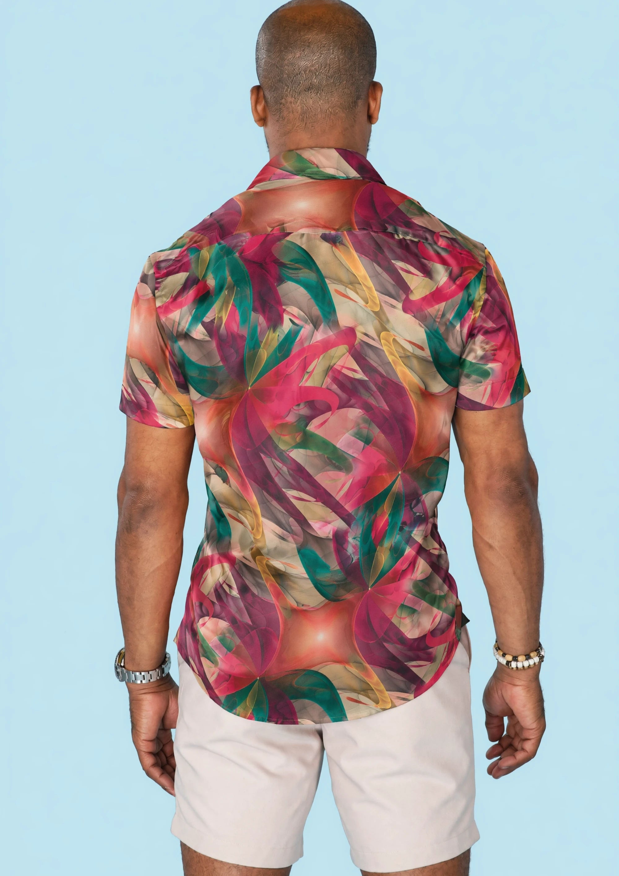 Magenta Swirl Silk Shirt - back view932