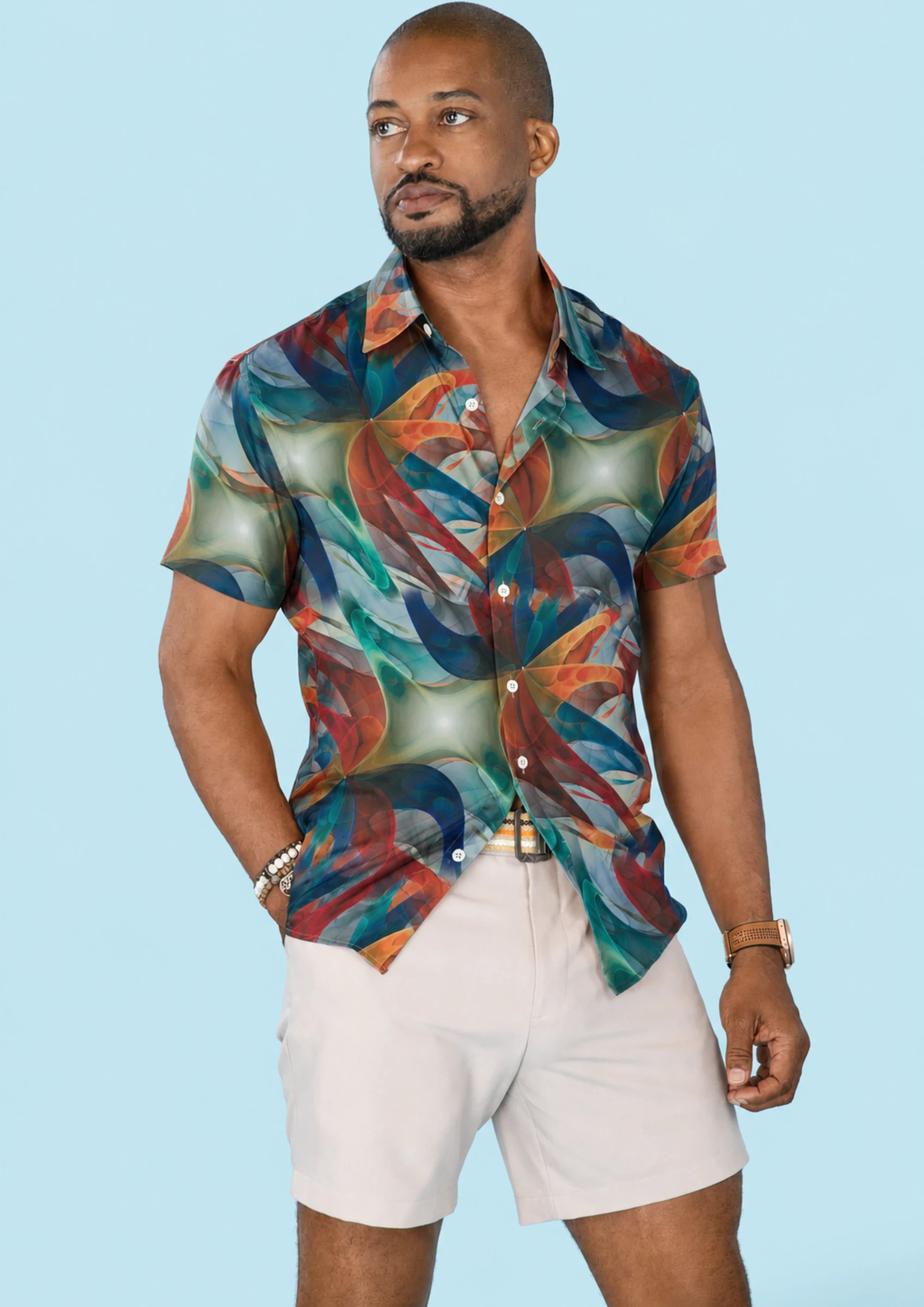 Ocean Swirl Silk Shirt996