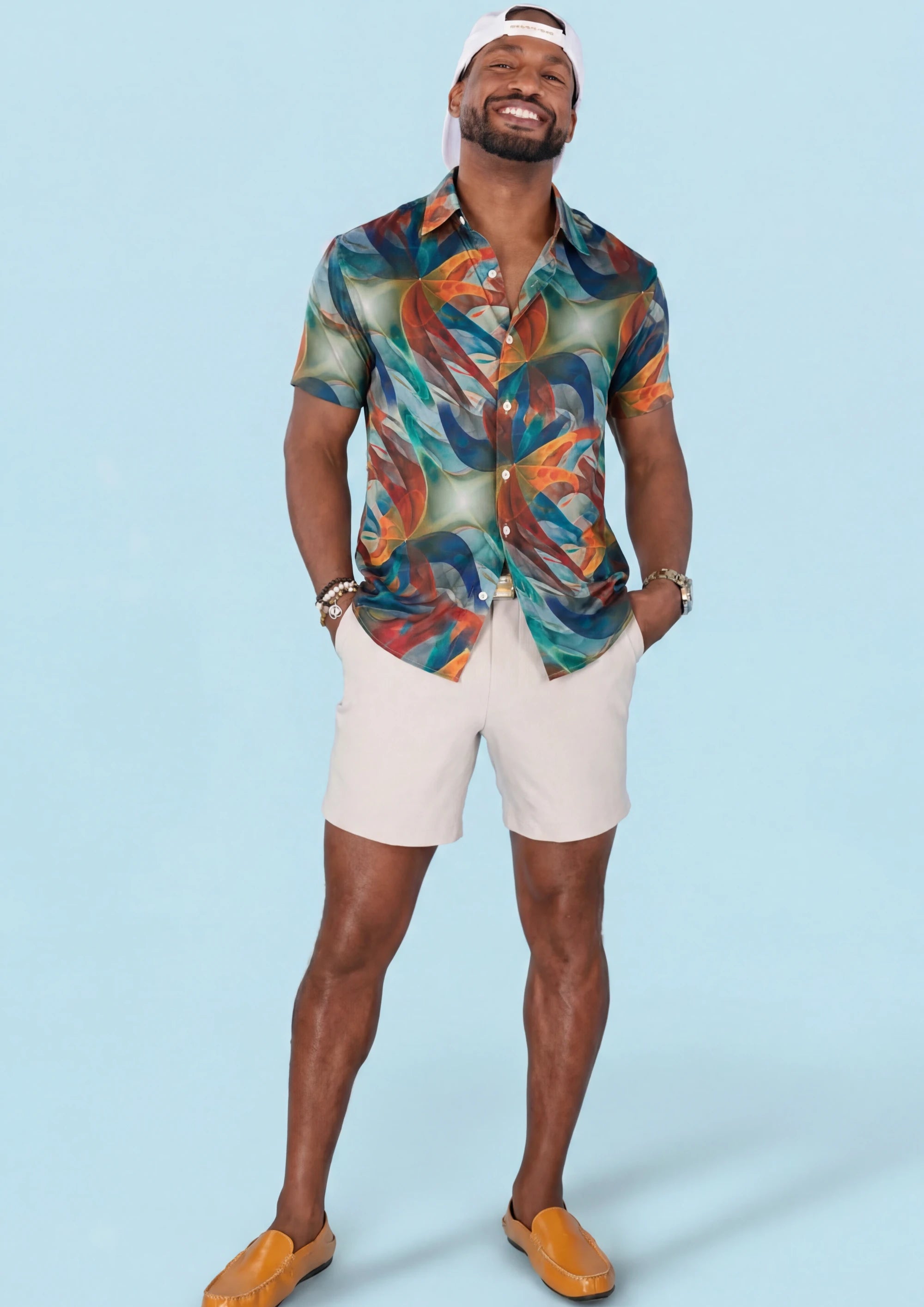 Ocean Swirl Silk Shirt - full length front view280