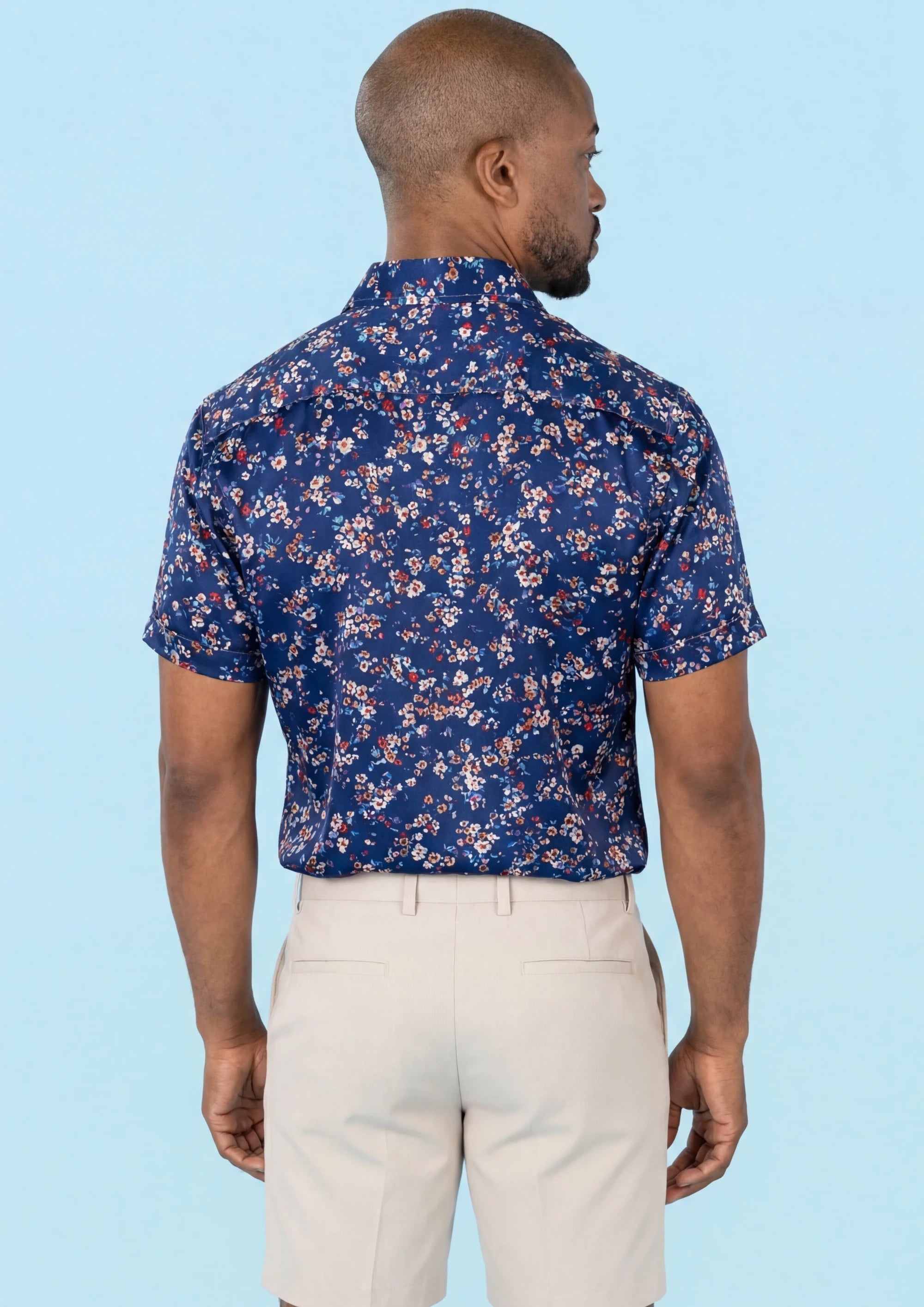 Cobalt Bloom Silk Shirt - back view573