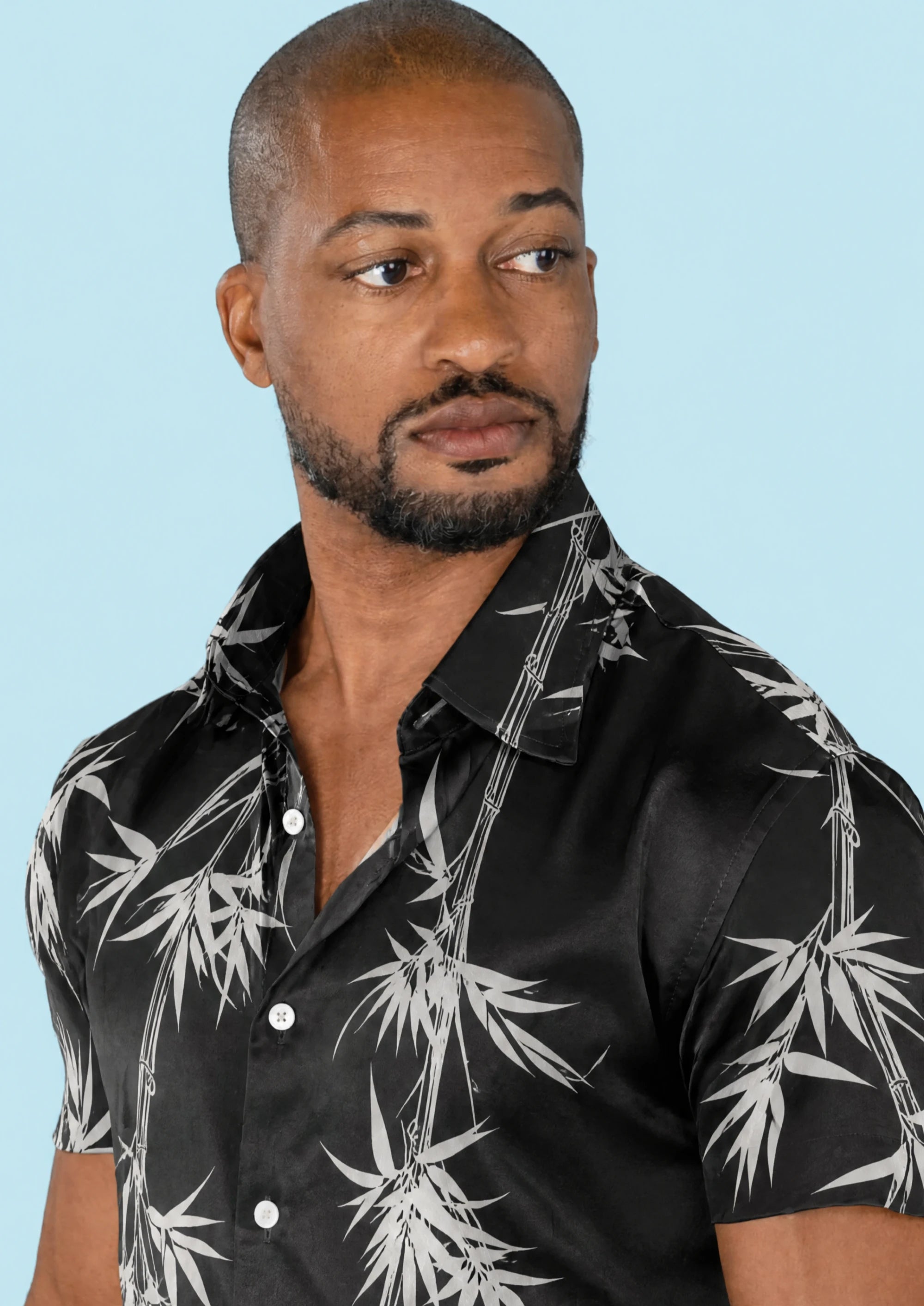 Black Bamboo Silk Shirt - in motion942