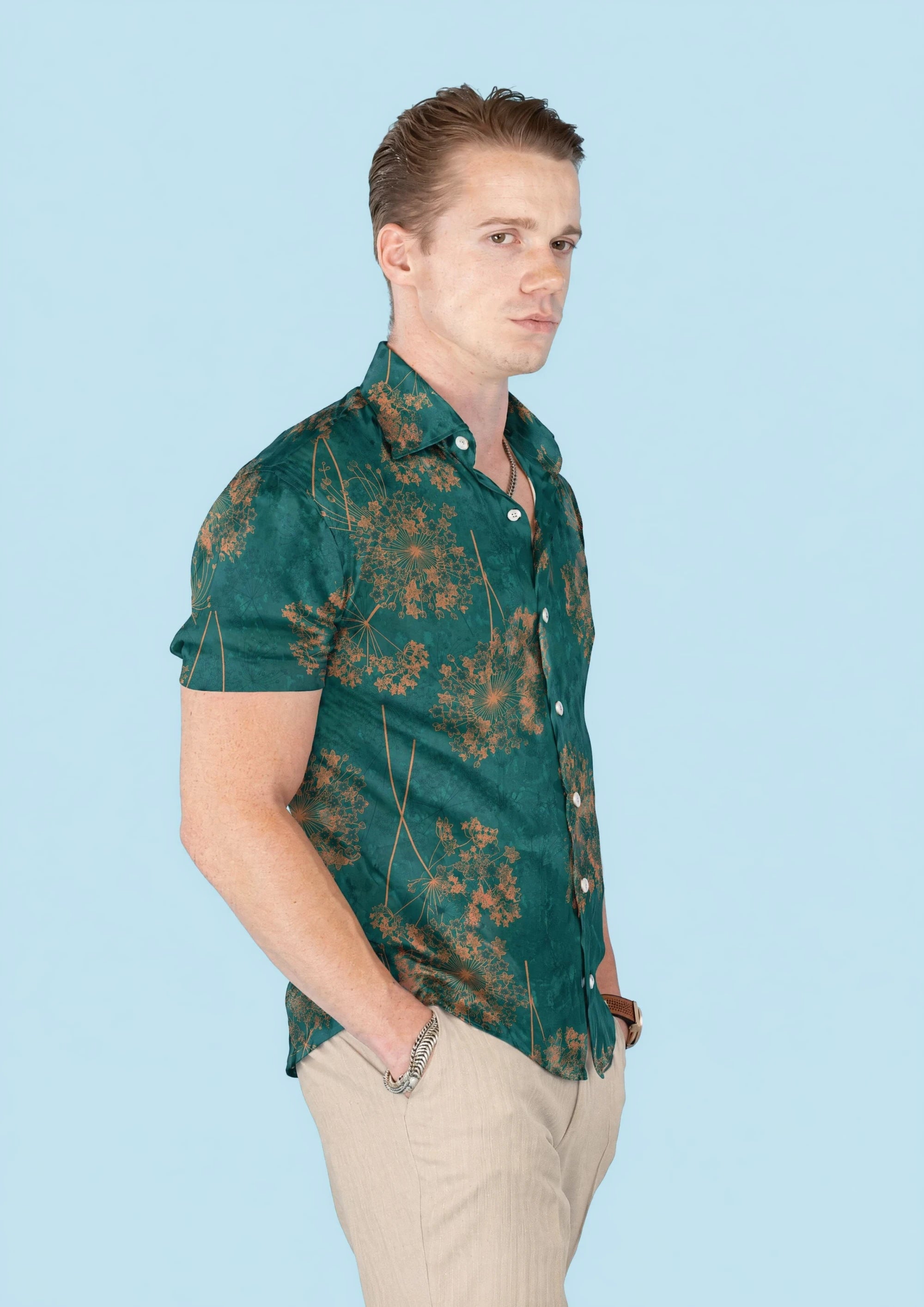 Emerald Lace Silk Shirt897