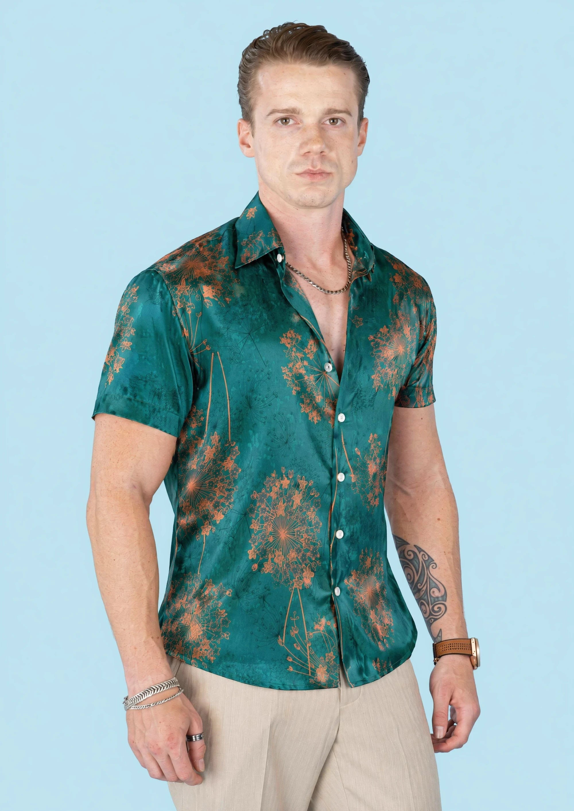 Emerald Lace Silk Shirt246