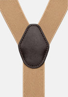 Essential Tan Suspenders - brown faux leather back patch close-up104