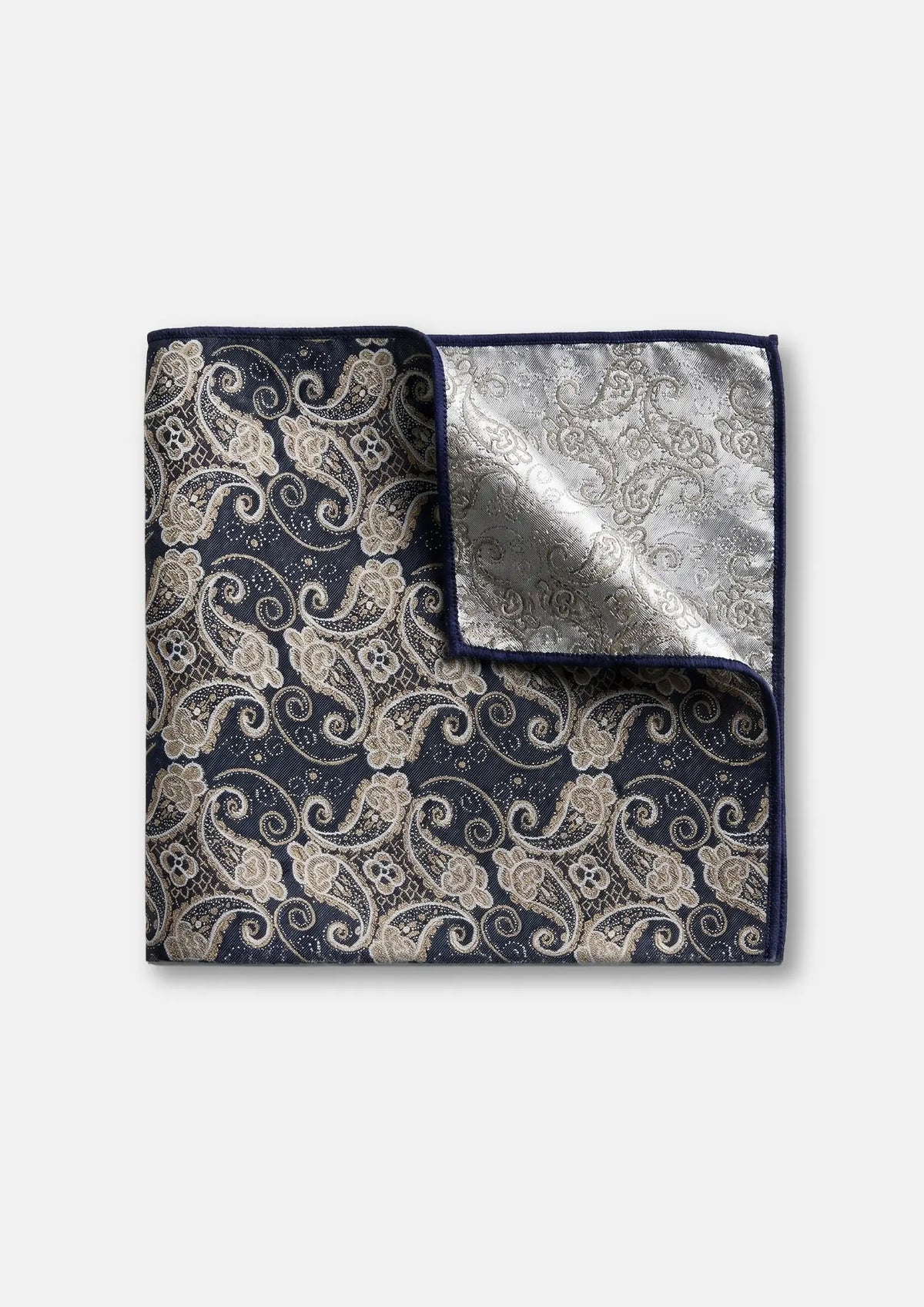 Navy Filigree Pocket Square17