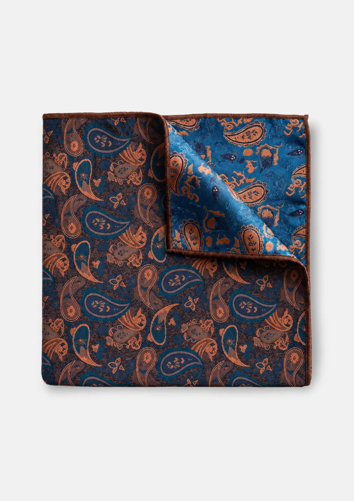 Teal Copper Paisley Pocket Square4