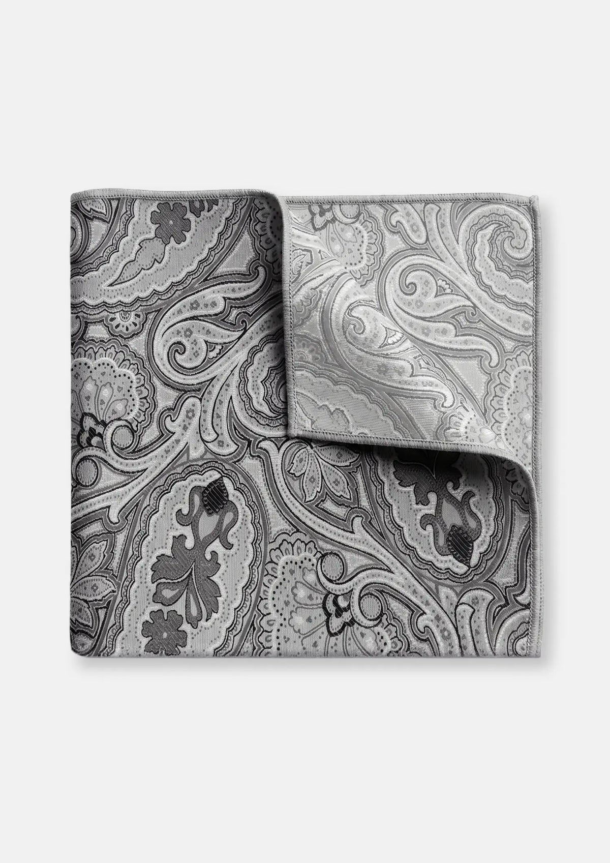 Silver Paisley Pocket Square404