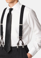 Black Pin Dot Suspenders - worn with a white shirt and black tie327