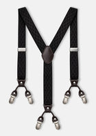 Black Lattice Suspenders - full Y-back view with six clips490