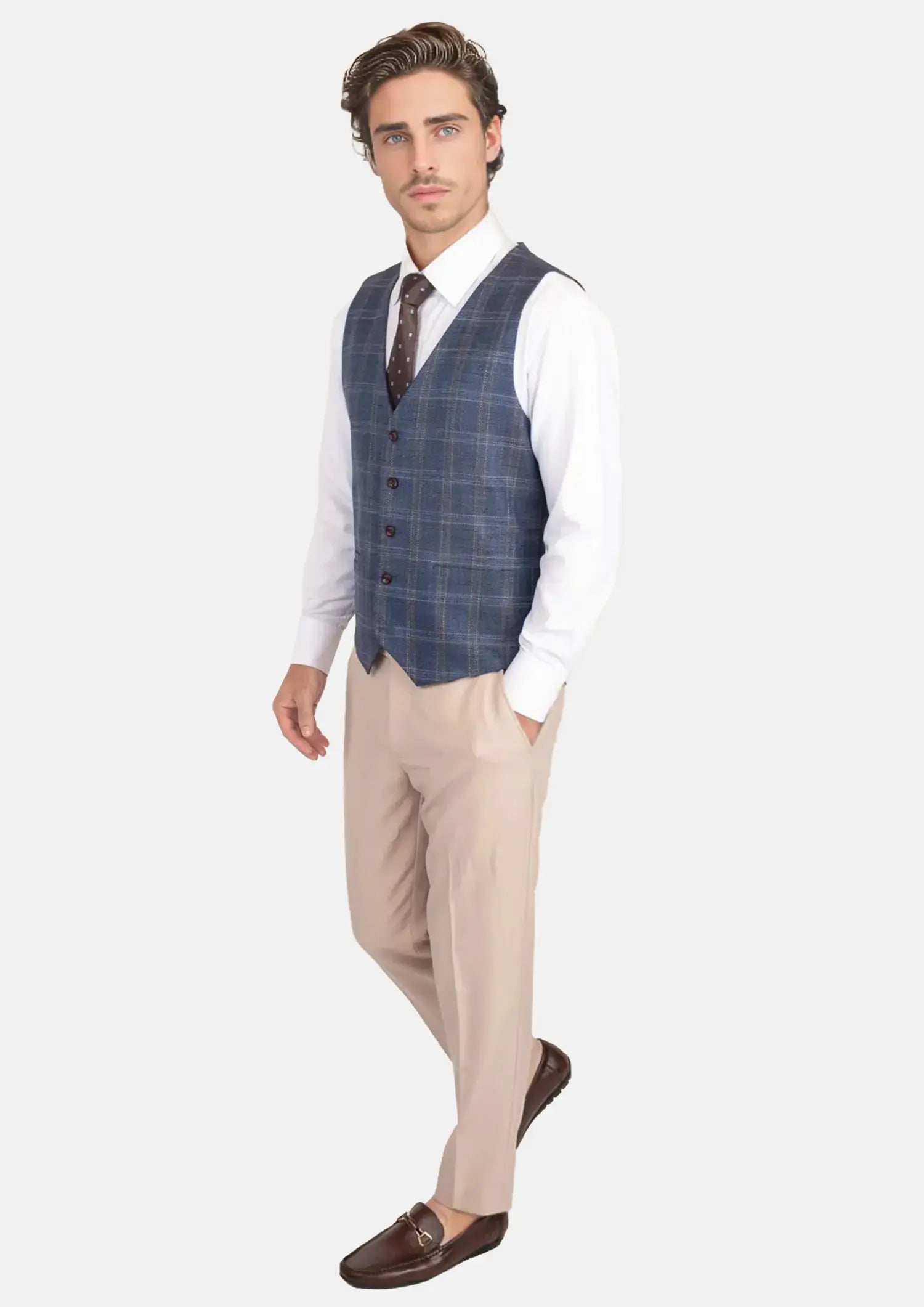 Deep Cobalt Blue Plaid Vest984