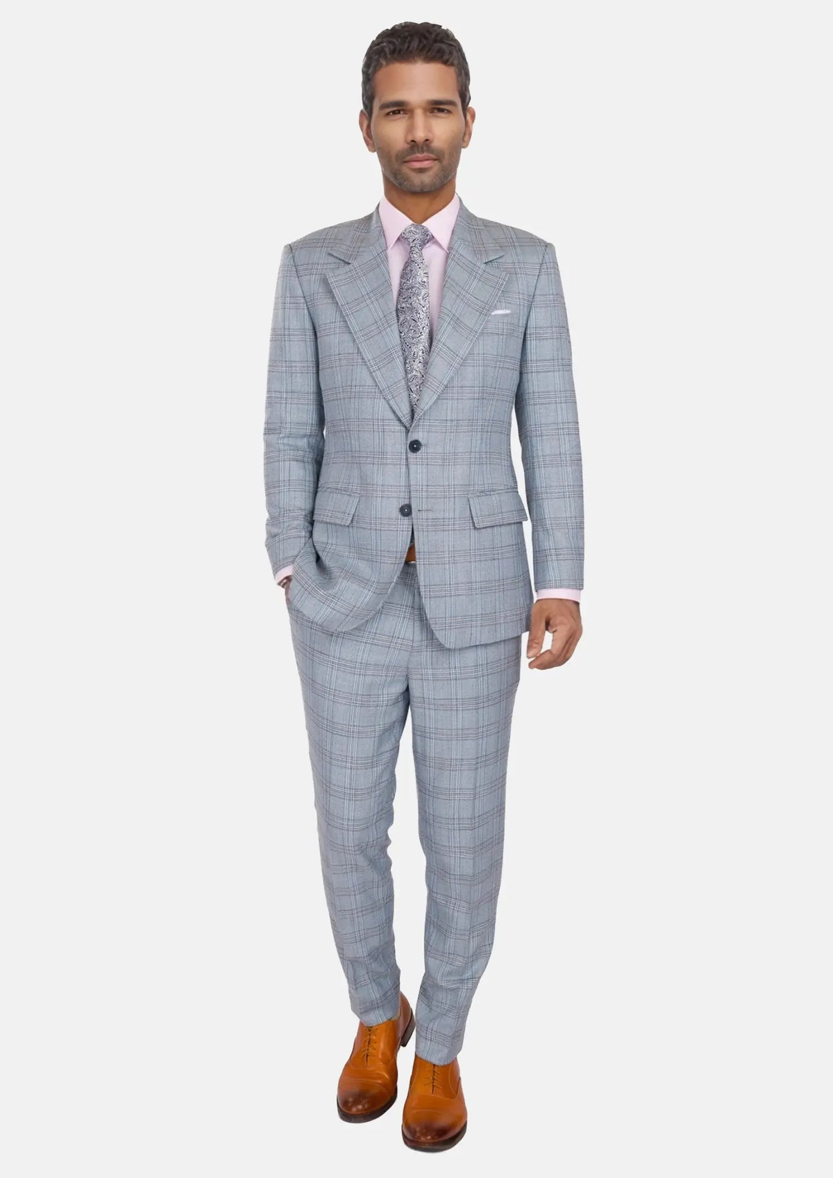 Polo Blue Glen Plaid Bamboo Suit303
