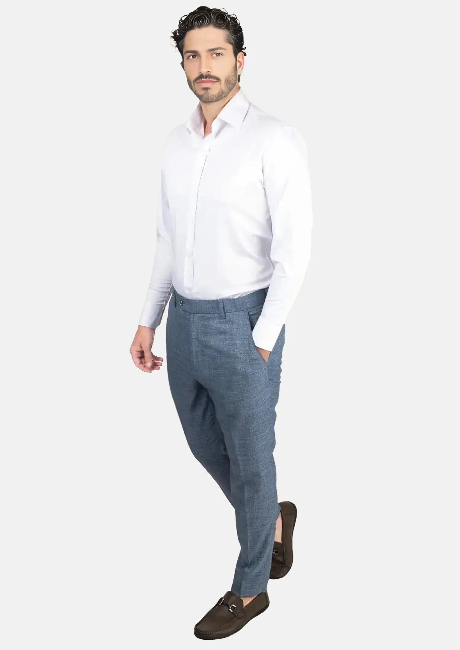 Mid Blue Hopsack Pants558