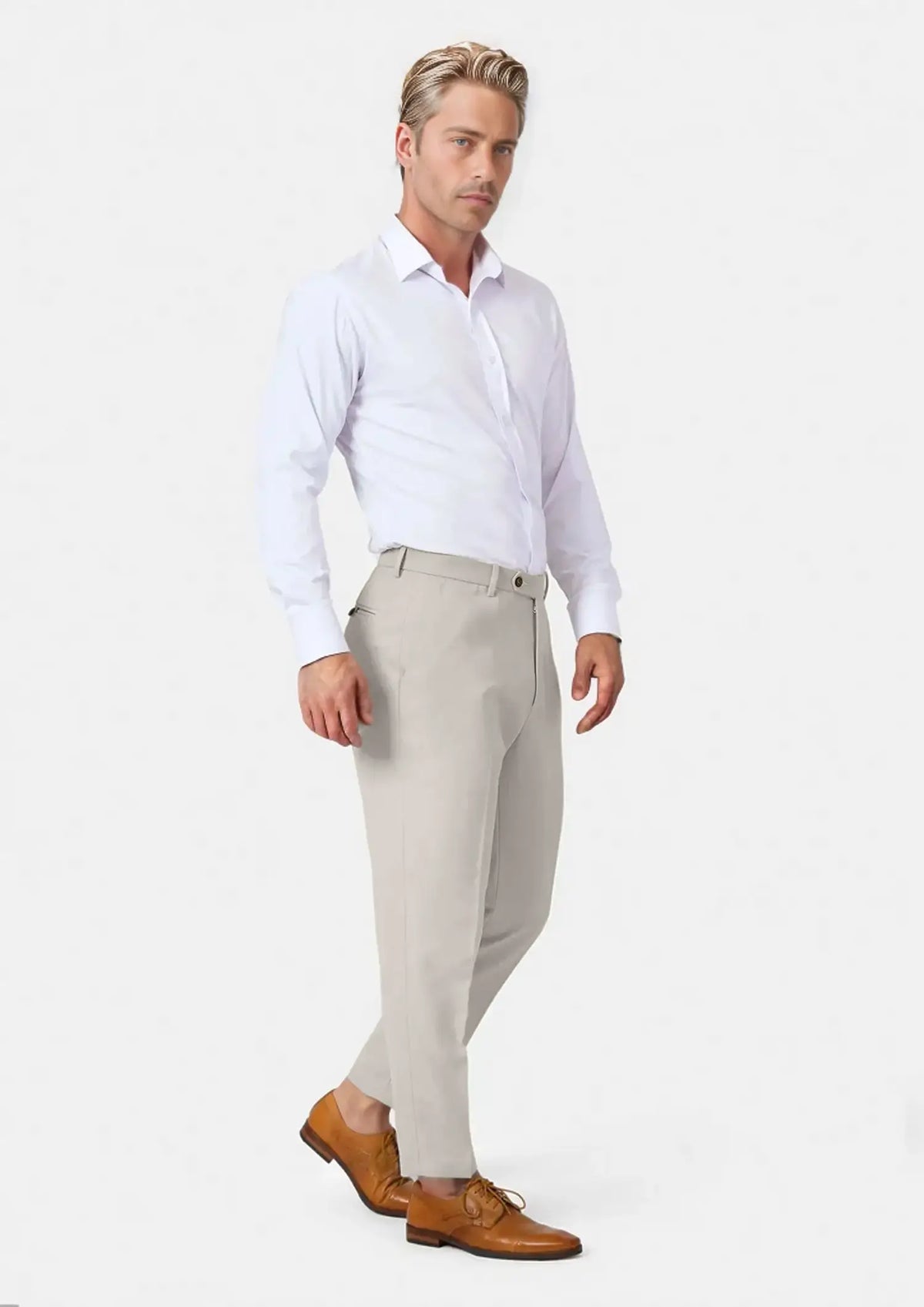 Ivory Cotton Chino Pants846