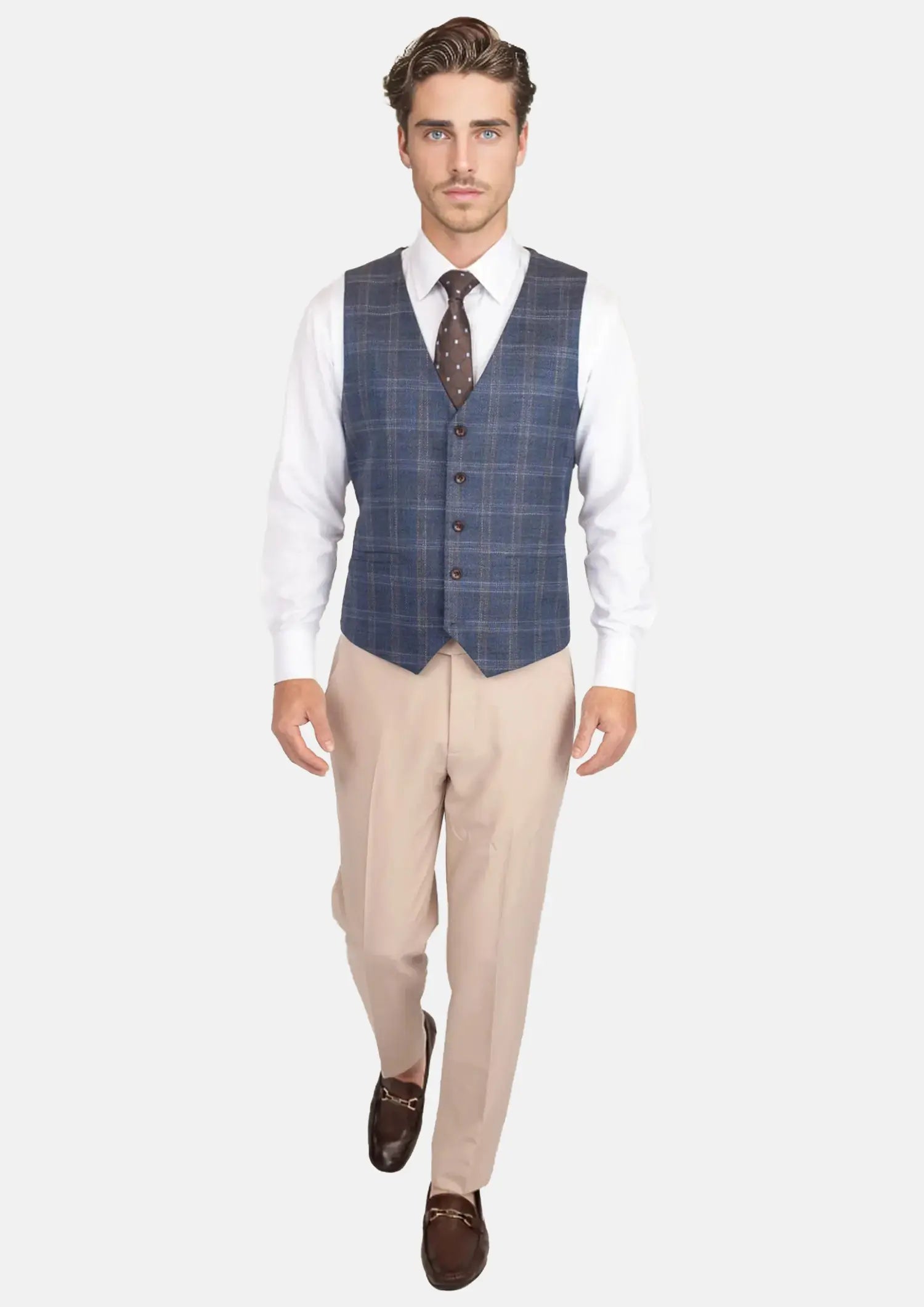 Deep Cobalt Blue Plaid Vest176