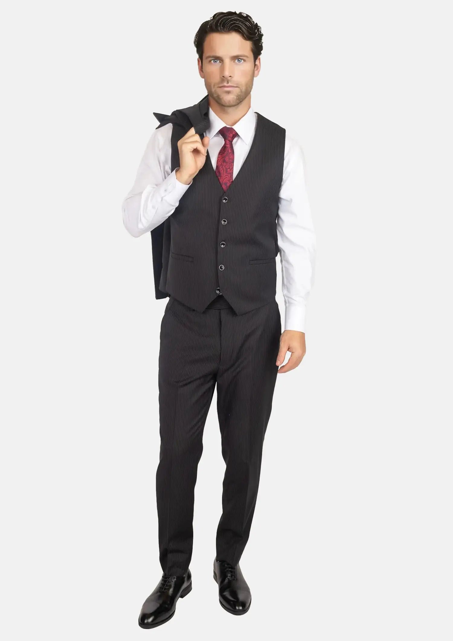 Black Pinstripe Vest885