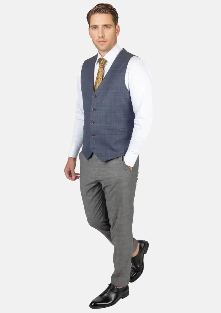 Twilight Blue Plaid Vest536