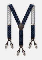 Navy Diamond Suspenders - full Y-back view with six clips305