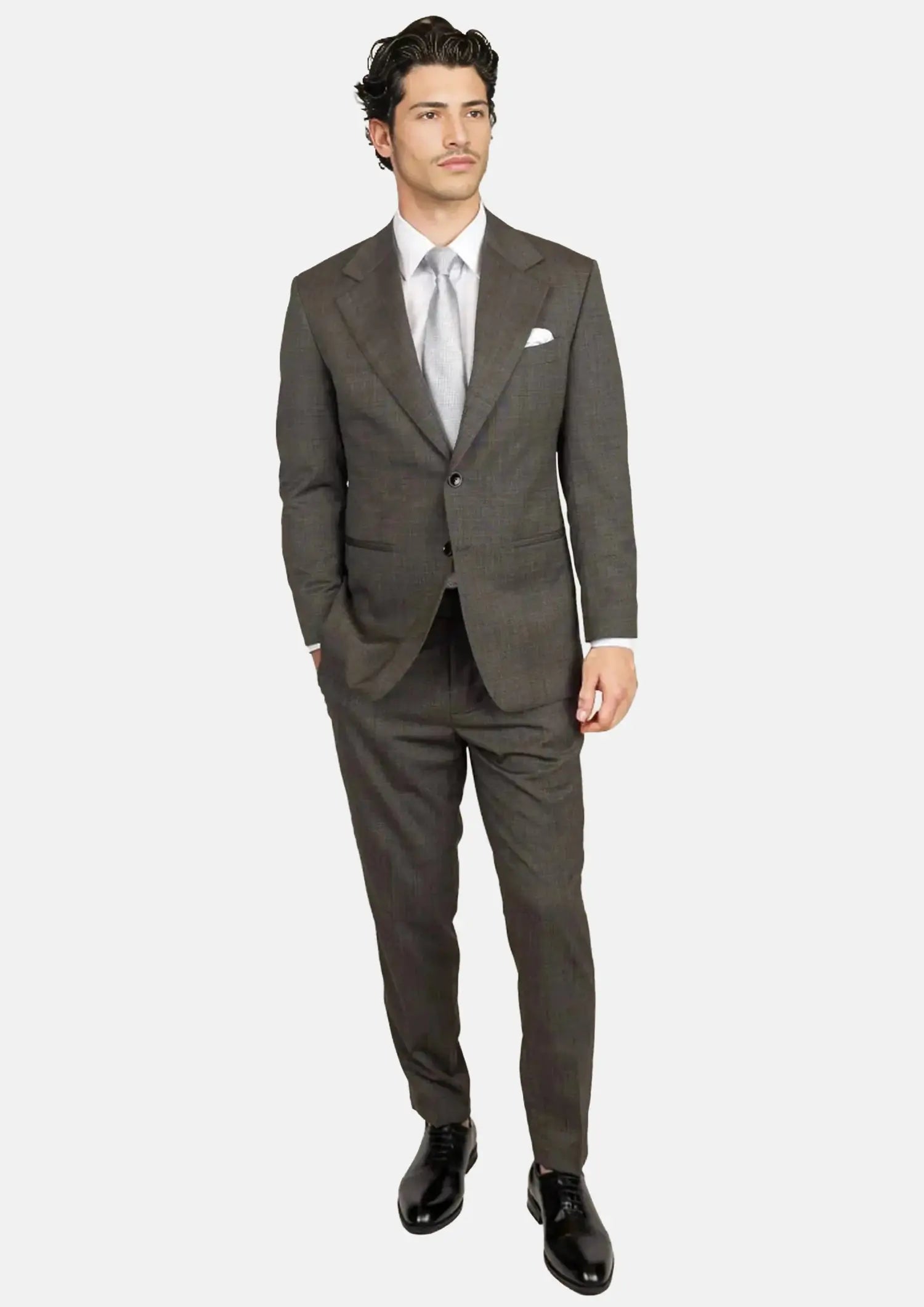 Ellis Carbon Grey Pindot Suit48
