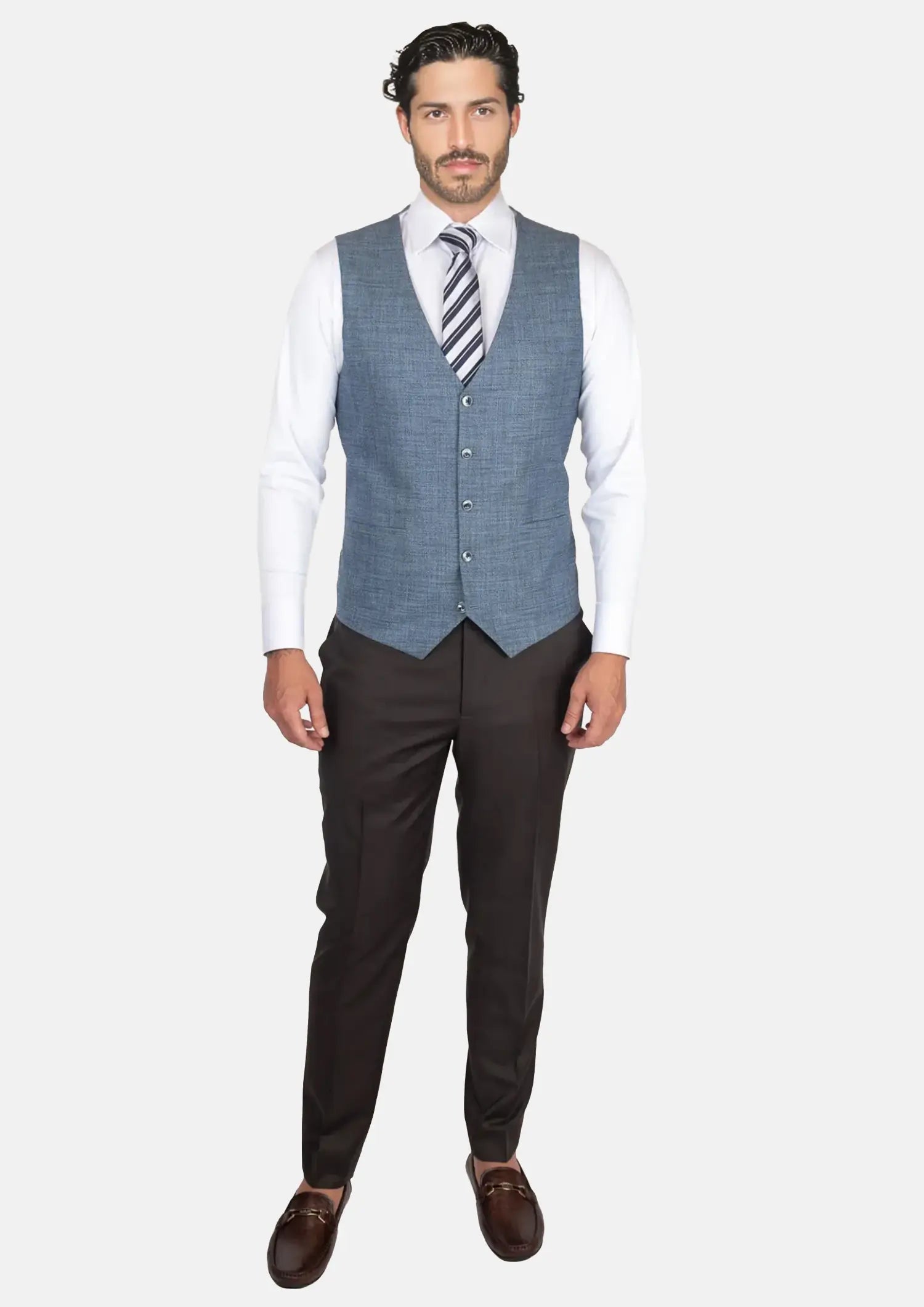Mid Blue Hopsack Vest726