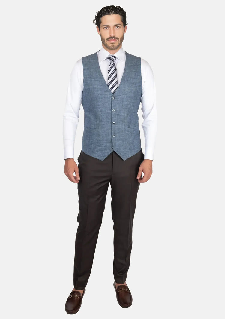 Mid Blue Hopsack Vest788