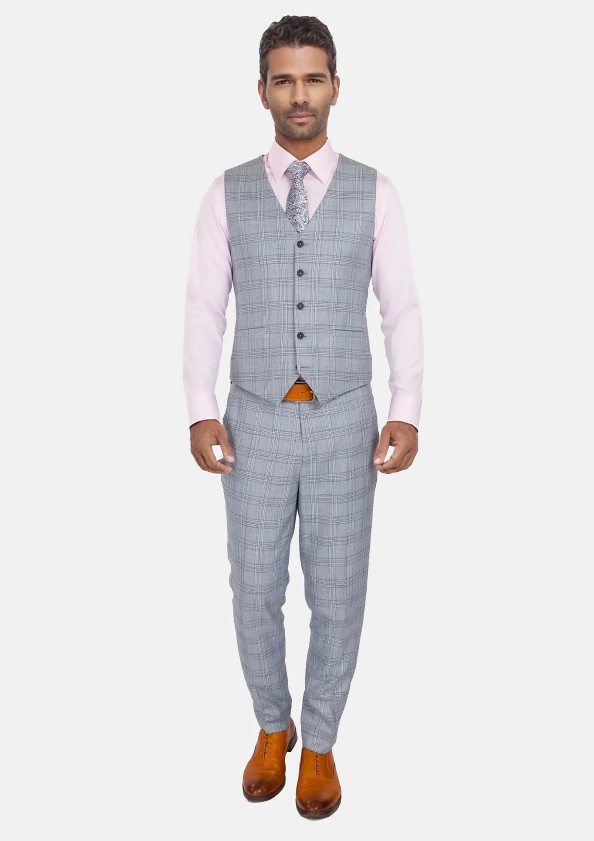 Polo Blue Glen Plaid Bamboo Vest841