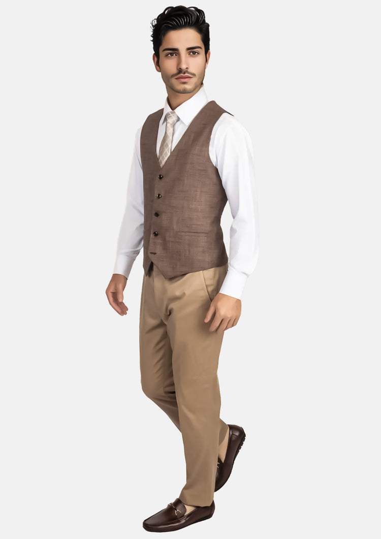 Tawny Brown Hopsack Vest187