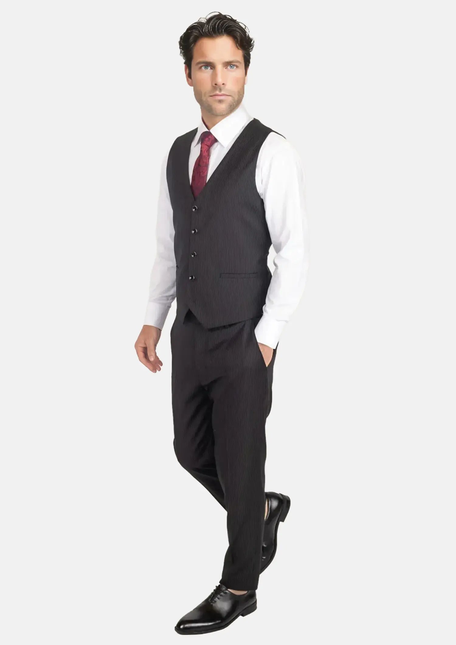 Black Pinstripe Vest409
