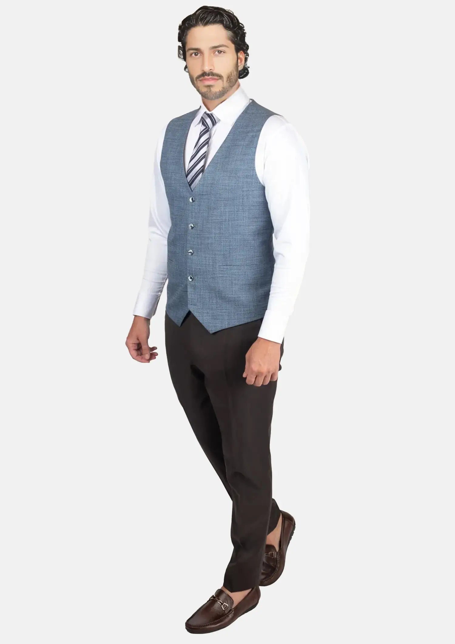 Mid Blue Hopsack Vest955