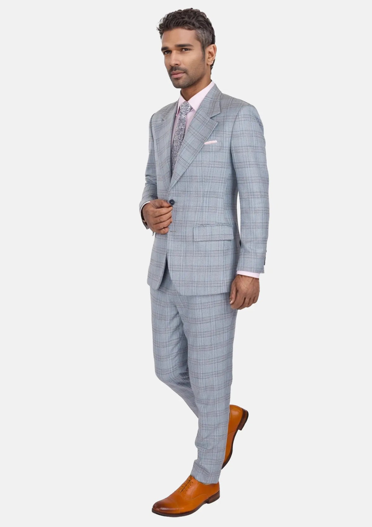 Polo Blue Glen Plaid Bamboo Suit62