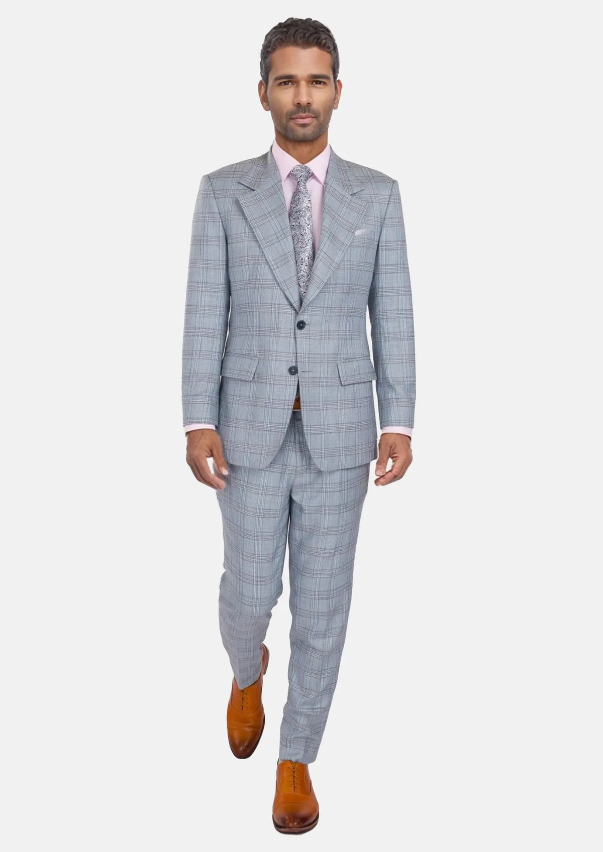 Polo Blue Glen Plaid Bamboo Suit461