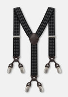 Black Mosaic Suspenders - full Y-back view with six clips957