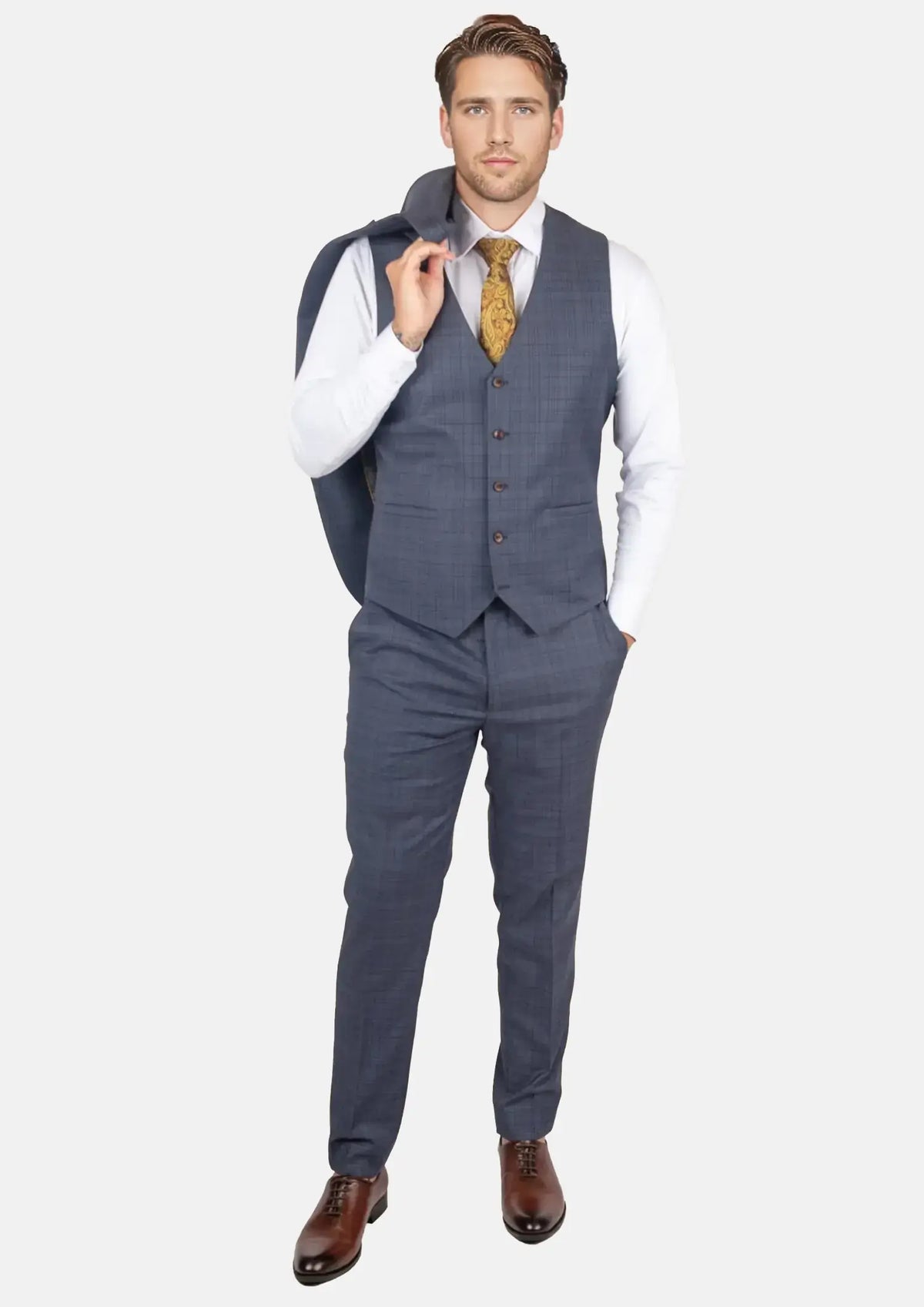 Twilight Blue Plaid Vest723
