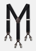 Black Pin Dot Suspenders - full Y-back view with six clips923