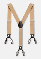 Essential Tan Suspenders - full Y-back view with six clips313