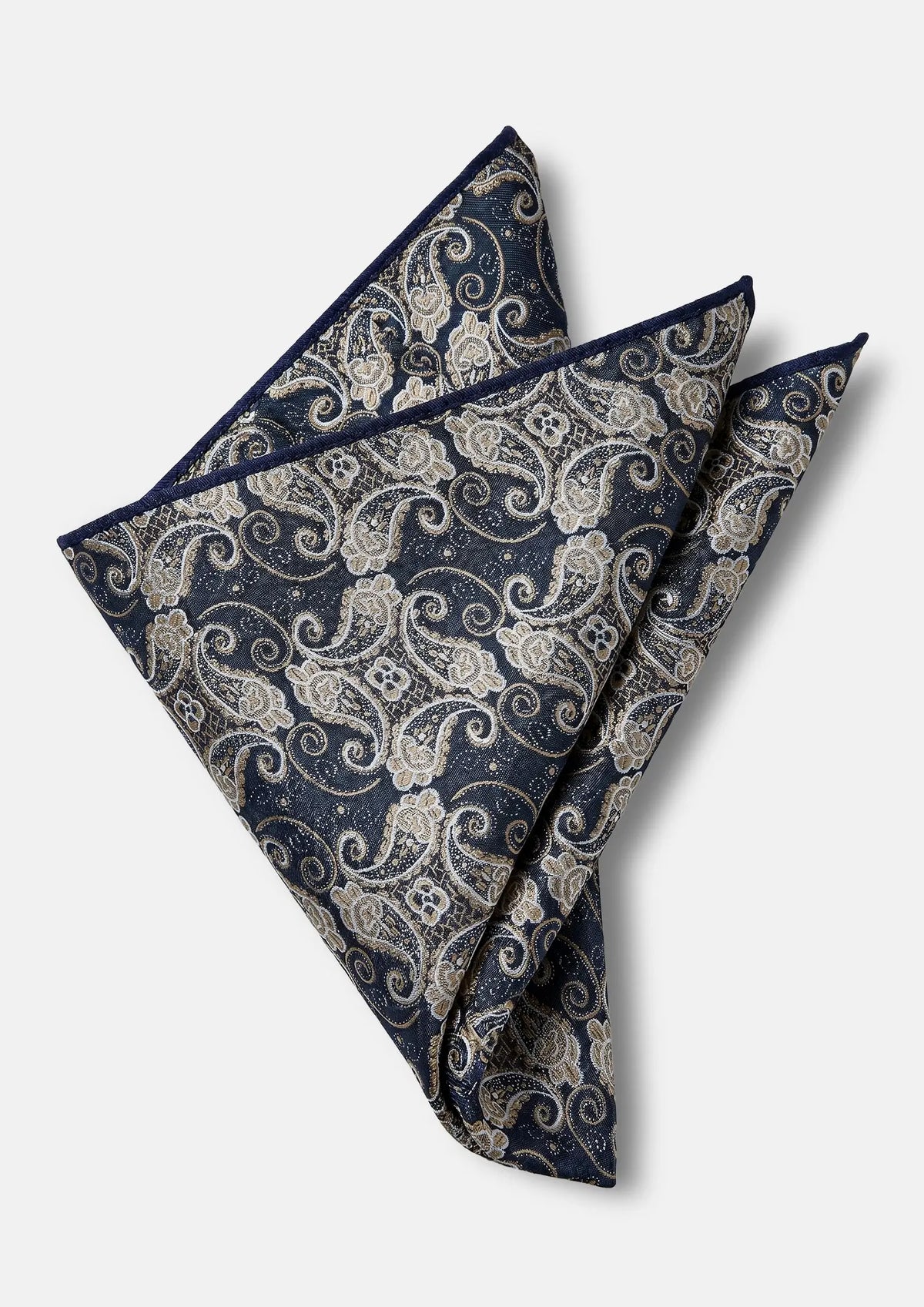 Navy Filigree Pocket Square970
