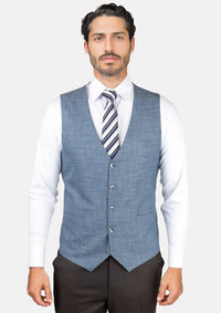 Mid Blue Hopsack Vest