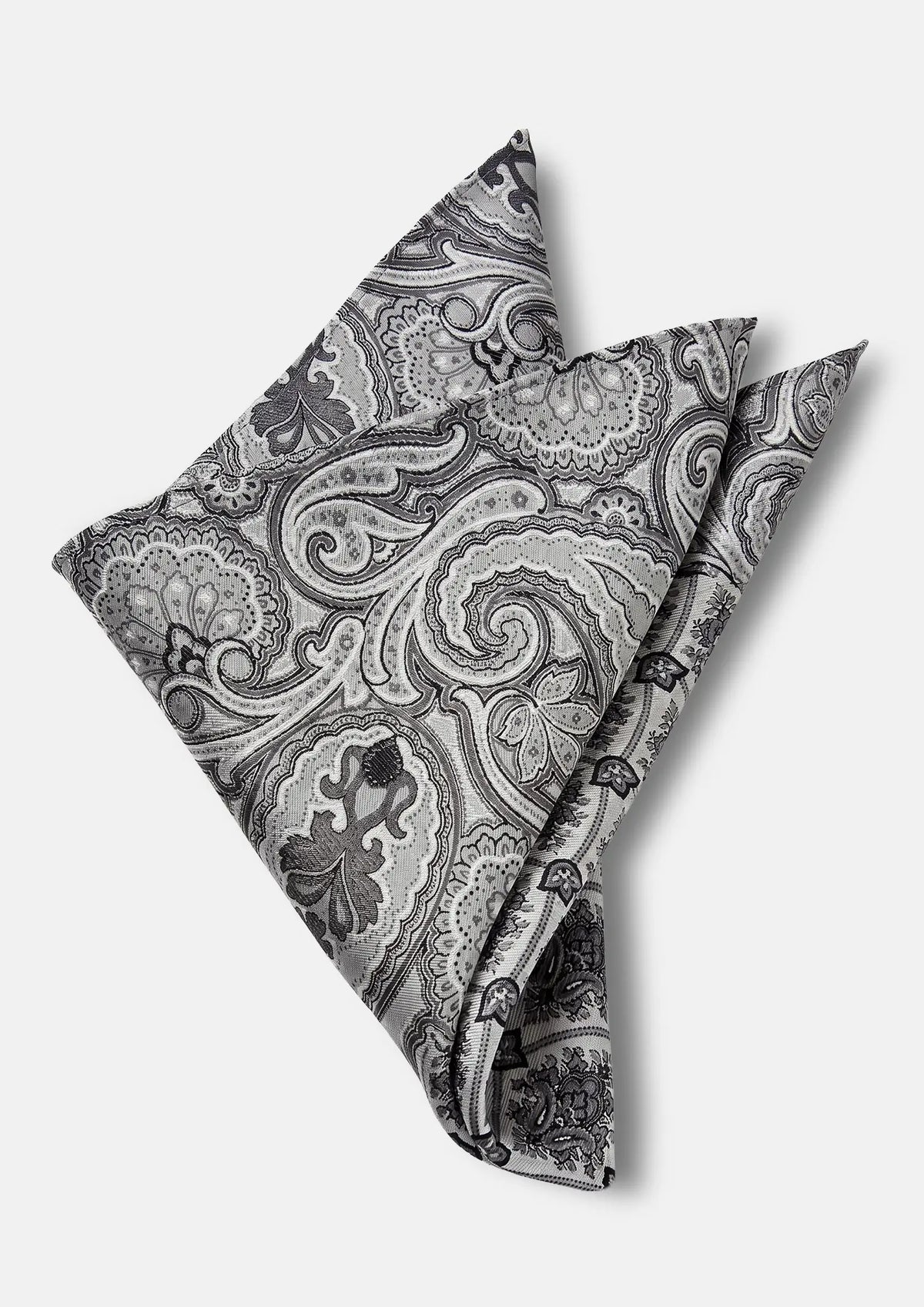 Silver Paisley Pocket Square713