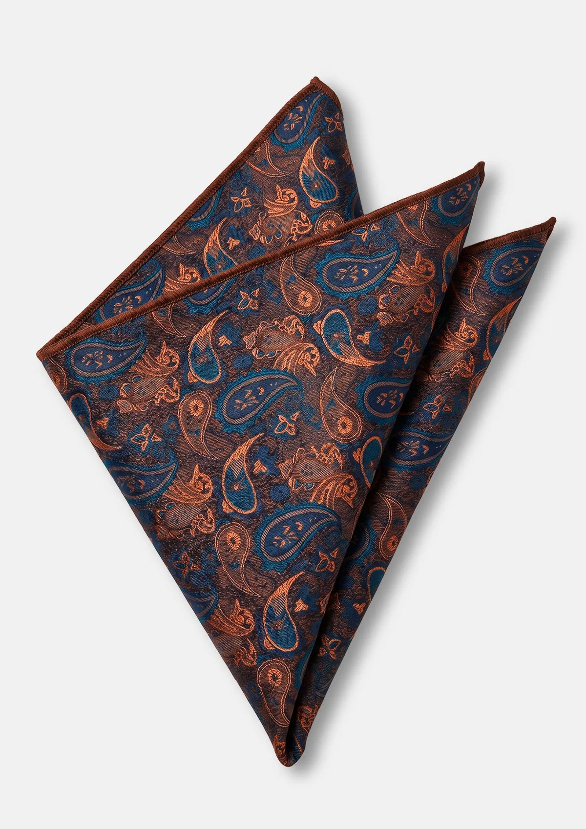 Teal Copper Paisley Pocket Square991
