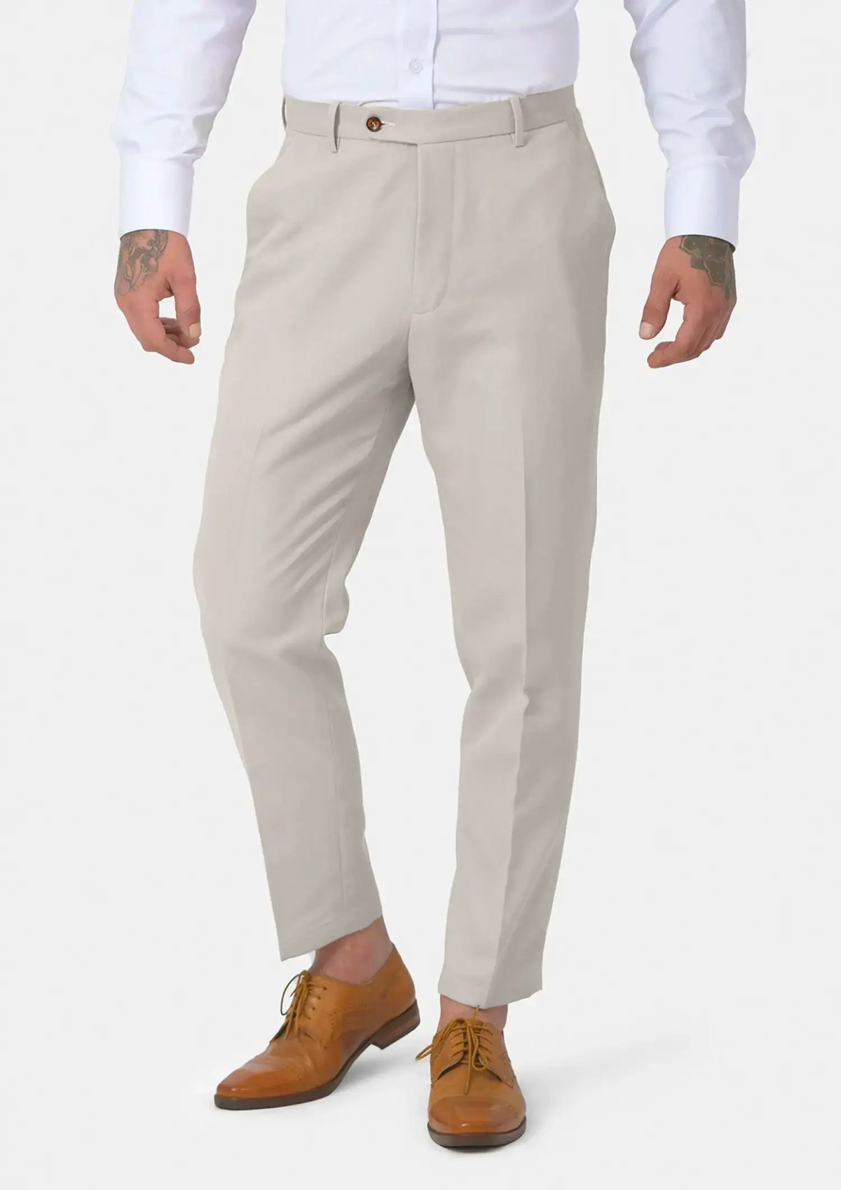 Ivory Cotton Chino Pants674