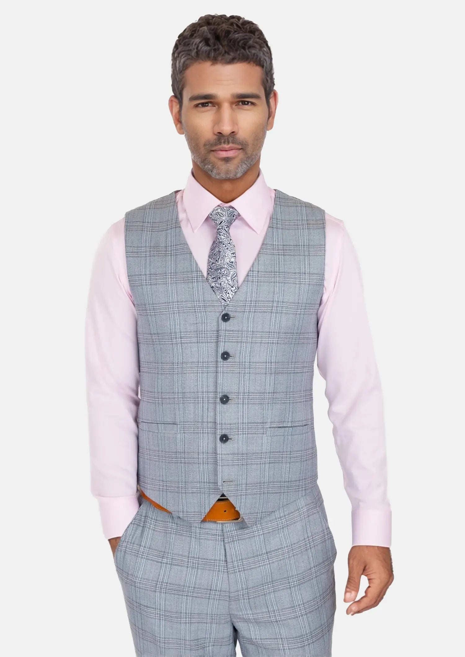 Polo Blue Glen Plaid Bamboo Vest197