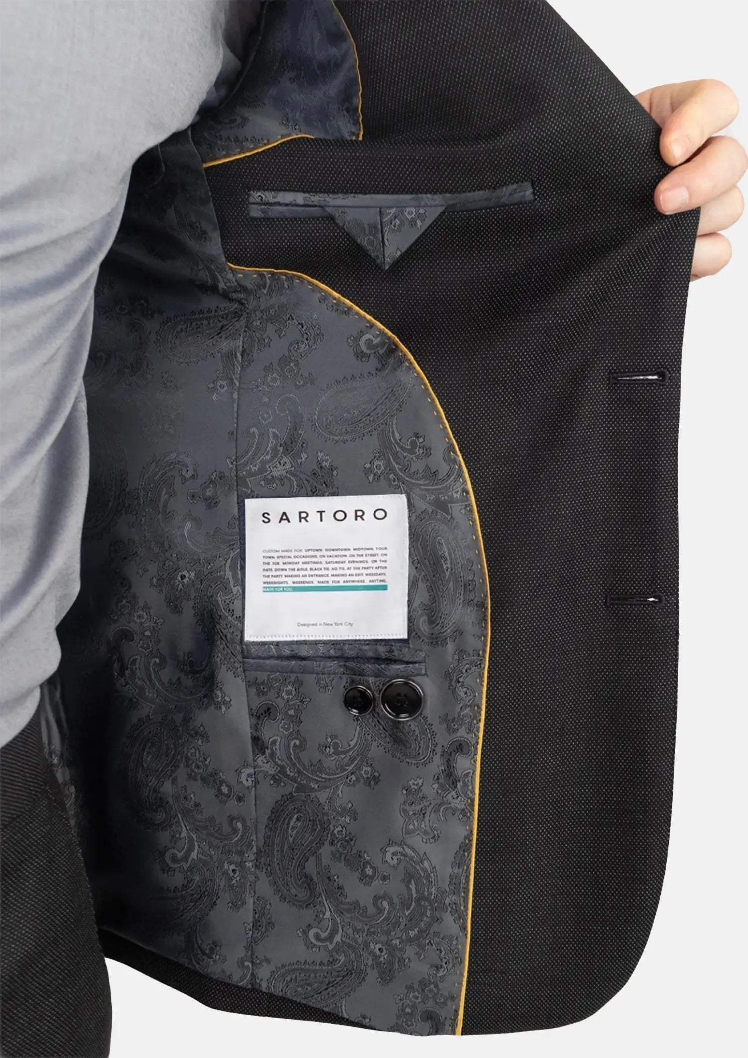 Ellis Black Pindot Suit879