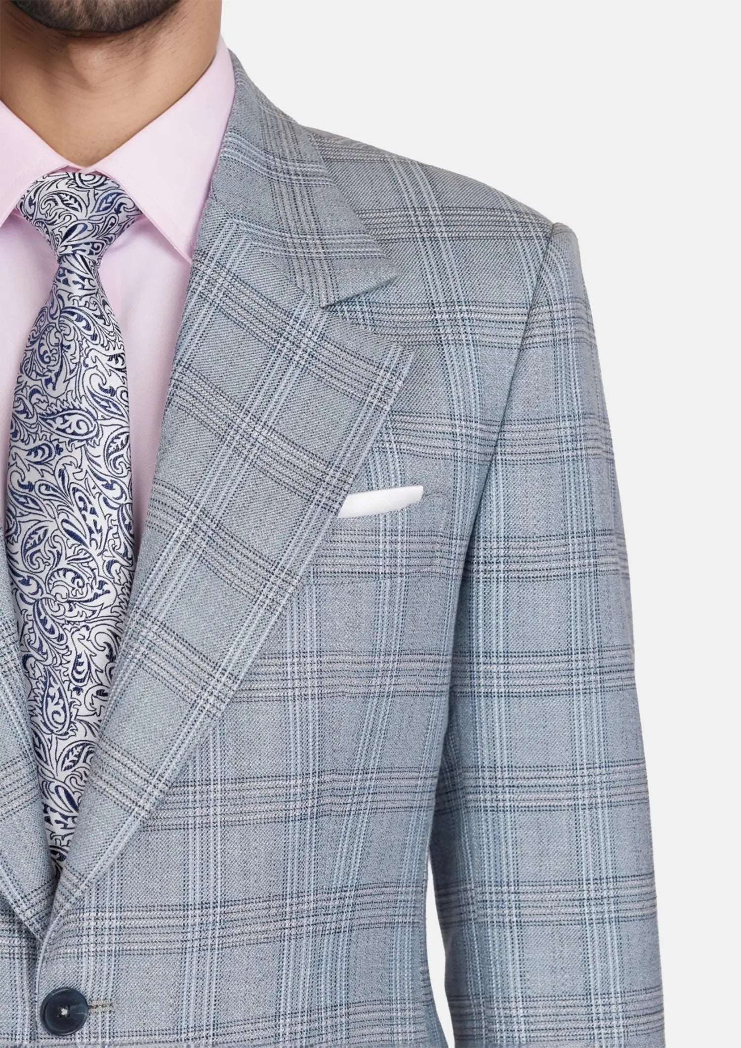 Polo Blue Glen Plaid Bamboo Suit102